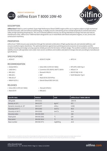 Oilfino Econ T 8000 10W 40