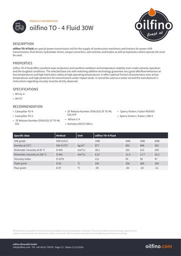 Oilfino TO   4 Fluid 30W