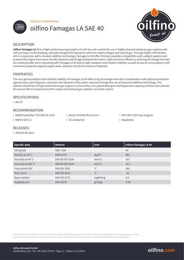 Oilfino Famagas LA SAE 40