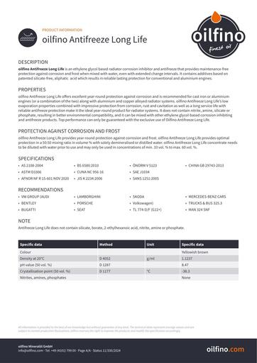 Oilfino Antifreeze Long Life EN A