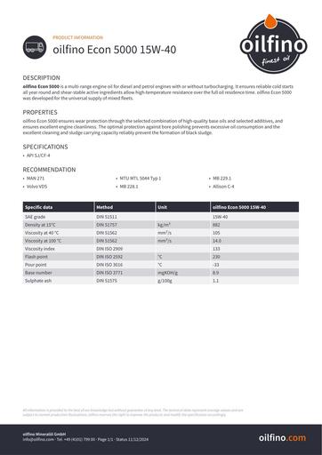Oilfino Econ 5000 15W 40