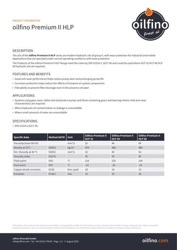 TDB EN Oilfino Premium II HLP 68